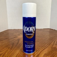 ADORN Hairspray BLUE Can FREQUENT USE Vintage New Old Stock 7.5 oz (212g) ~ USA