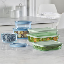 Pyrex Simply Store Tinted 12-Piece Glass Food Storage Container Set Green & Blue
