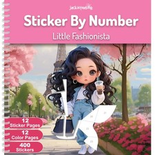 Sticker By Number Book,12 Scenes Puzzle Paint by Sticker Book Colouring Pages...