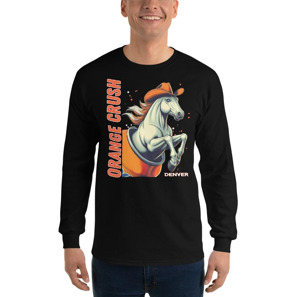 NEW Broncos LONG SLEEVE Shirt Orange Crush Denver Football Mile High Broncos - Image 4 of 4