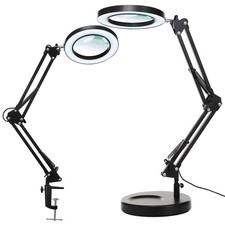 KIRKAS 10X Magnifying Glass with Light and Stand, 2-in-1 Stepless Dimmable LE...