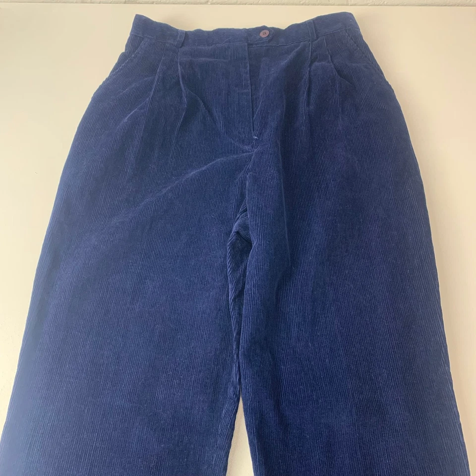 Pantalón de pana Rafaella pierna ancha vintage azul marino para mujer Reino Unido 10-12 Foto 3 de 4