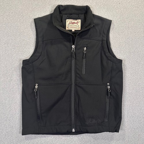 Rafter C Vest Womans M Black Softshell Cowboy Fleece Lined Full Zip Rodeo EUC