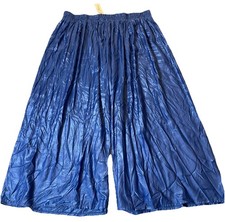 Vintage 70s Palazzo Pants Super Plus Womans 32 Blue Crinkly Wide Leg Blue Party