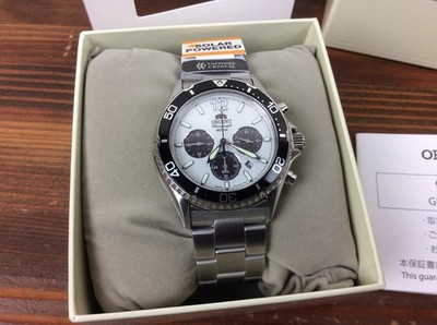 Orient Mako Solar Panda RN-TX0203S Quartz  Chronograph Watch New + Box & Paper's