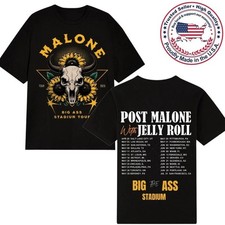 Big Ass Stadium Malone Post Malone Jelly Roll Tour 2025 Concert T-Shirt