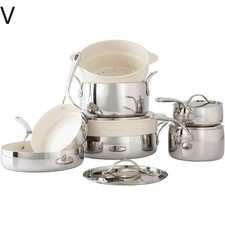 Bloomhouse 12 Piece Triply Stainless Steel Pots and Pans Cookware Set w/Non V