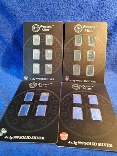 40 x 1gram FINE 999 SOLID SILVER INGOTS IN PRESENTATION BLISTER  PACKS.