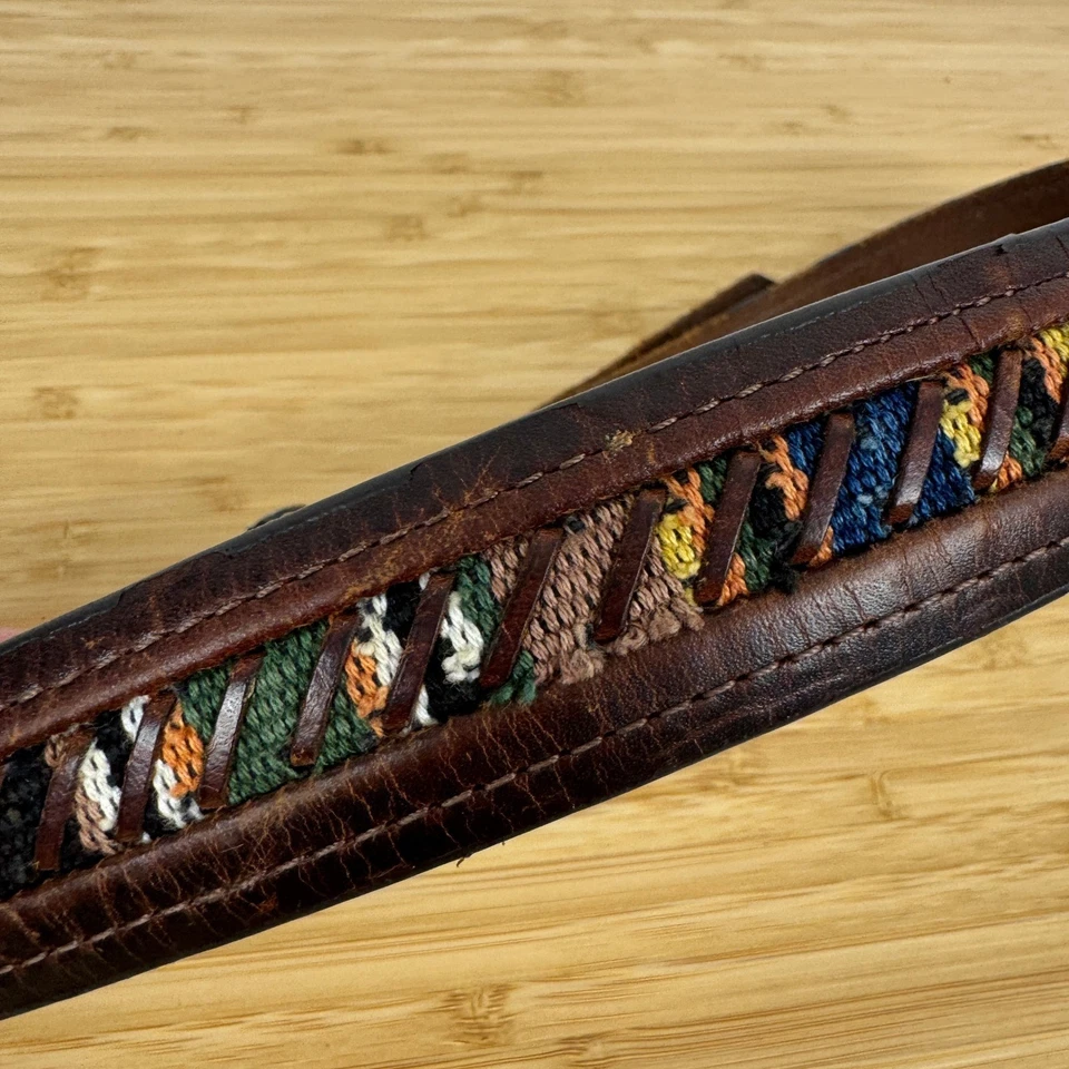 Cinturón Columbia Para Hombre Vintage Cuero Marrón Algodón Baja Talla 32/80 Envejecido Años 90 Foto 4 de 4