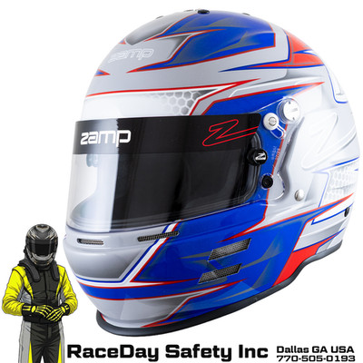 Zamp RZ-61S Auto Racing Helmet Red and Blue Graphic Snell SA2025