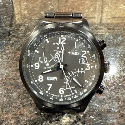 Timex Intelligent Quartz Fly-Back Chronograph Men's Black Stainless Steel Watch