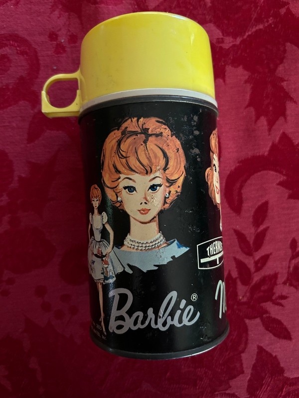 BARBI THERMOS 1965, METAL, 6.5 INCHES TALL