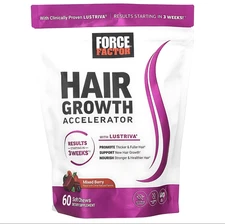 Force Factor Hair Accelerator - Biotin, Vit E&C, 60 Mixed Berry Gummies