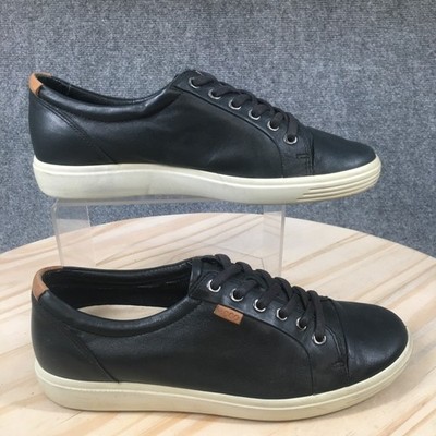 ECCO Shoes Womens 40 EW Soft 7 Casual Low Top Sneakers Black Leather Lace Up