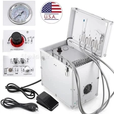 Portable Dental Mobile Delivery Unit Air Compressor Suction 4Holes 110V