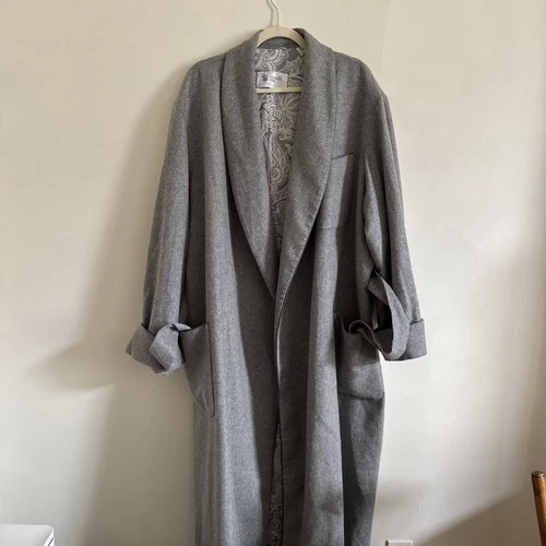 Johnson’s Of Elgin Grey Overcoat Jacket Long Trench Lined 28x51 Z7 - product listing photo
