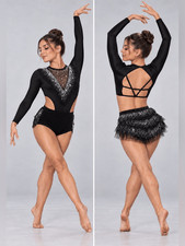 Weissman Elite dance costume solo black rhinestone My Head My Heart 14914 MA