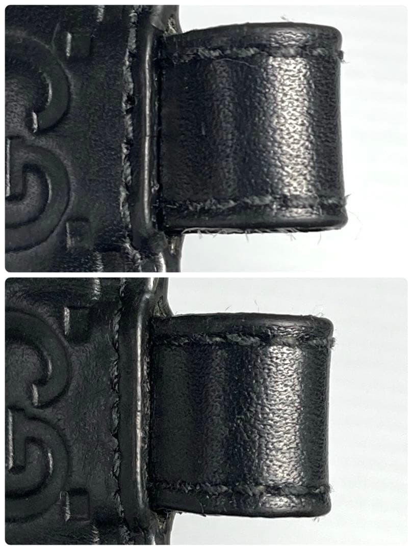 Gucci Shima Leather Key Ring Interlocking Black w… - image 23