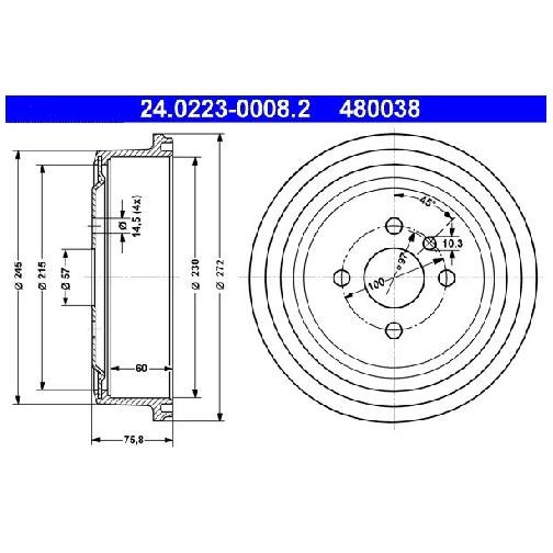 2X Bremstrommel Hinten FüR Opel Ascona 81 84 86 89 1.9 2.0 70 Bis ATE 568038 20S-image