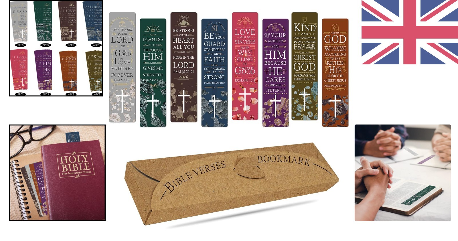 48 Laminated Bible Bookmarks with Cross Cutout - Ideal Church Supplies & Gifts
