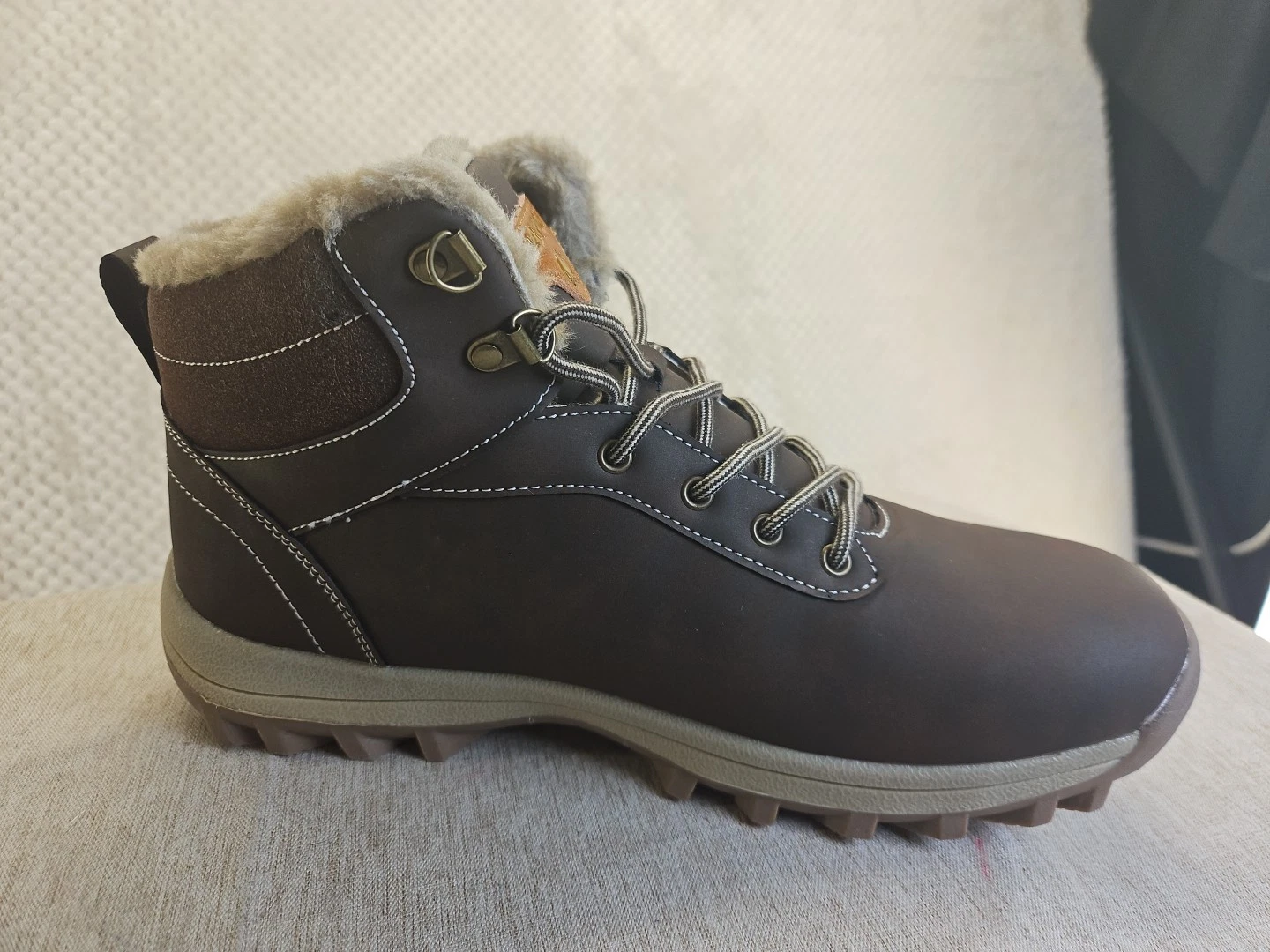 QUATCHI Dark Brown Hiking Boots Men's size11 Faux Fur-Lined New No Box