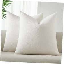 Decorative Pillow Covers 18x18 Set of 2 Soft Warm 18" x 18" Pack of 2 Cream