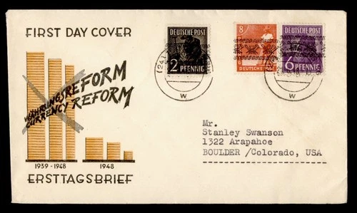 DR WHO 1948 GERMANY FDC OVPT CURRENCY REFORM CACHET COMBO M72390
