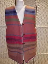 Vintage size S/M (SEE DESC) wool blend striped faux sheepskin lined gilet