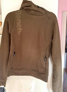 Bench. Damen Fleece Kapuzenpullover Hoodie M braun mit Reißverschluss & Taschen