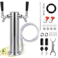 Dual Tap Kegerator Tower Dispenser Beer Tower Keg Tap Dispenser 3" Draft Pour...