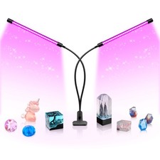 LED Black Light Dual Head, 20W UV Light Fixture with Clamp, 395-405nm UV Goos...