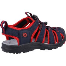 Image of Cotswold Marshfield Recycled Sandal Navy/Red Pull toggle fastening, Summer wal