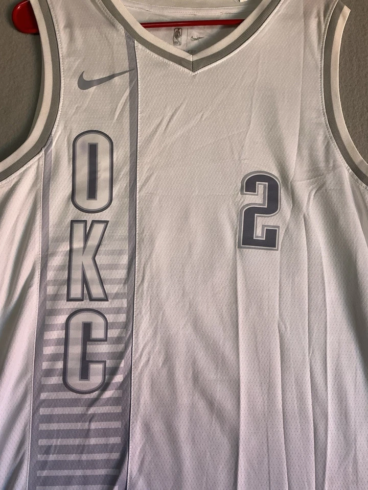 Shai Gilgeous-Alexander Oklahoma City Thunder White Silver Jersey Sz 48 0032 - Image 3 of 4