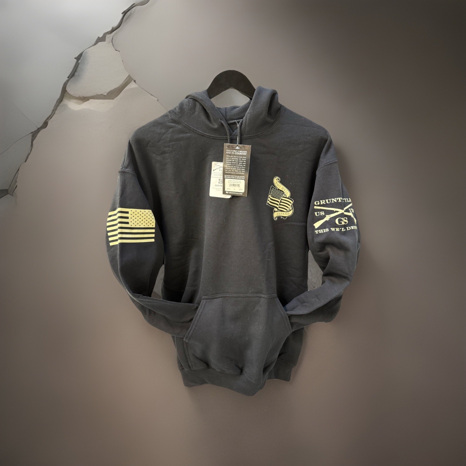 Grunt Style No Sacrifice No Glory Pullover Hoodie Mens Medium Black