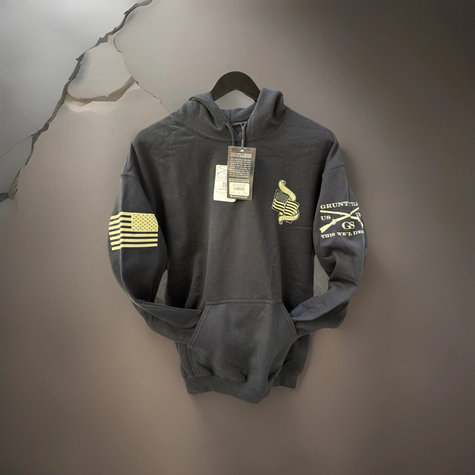 Grunt Style No Sacrifice No Glory Pullover Hoodie Mens Large Black