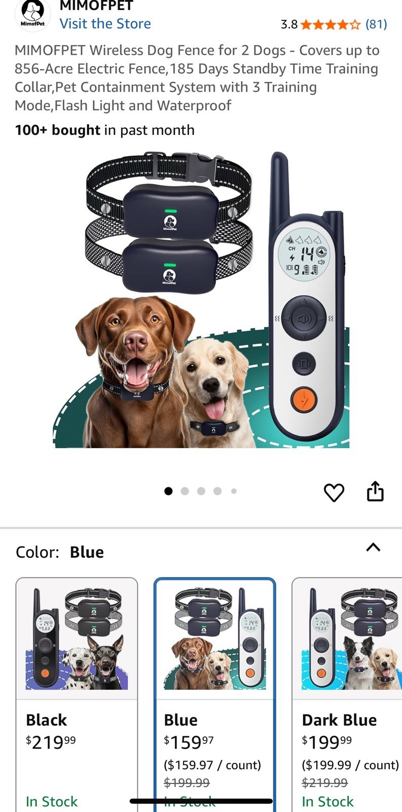 For 2 Dogs - Covers Up To 856-acre Electric Fence,185 Days...