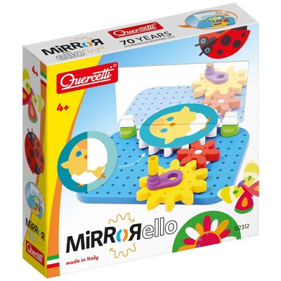 Quercetti: Mirrorello   Gear Assembly Toy, Crank & Discs, STEM Learning, Kids 4+