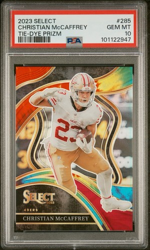 2023 Select - Club Level Christian McCaffrey #285 Tie-Dye Prizm /25 - PSA 10