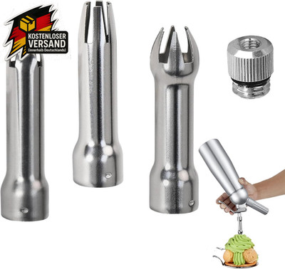 Edelstahl Sahnespender Ersatzteile Tüllen Spritztüllen Set für Sahne Cremes Dess