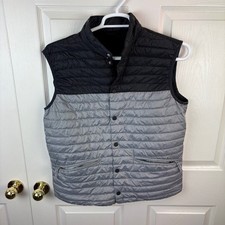 Men's Armani Exchange Snap Button Puffer Vest Black Gray Packable XL Down