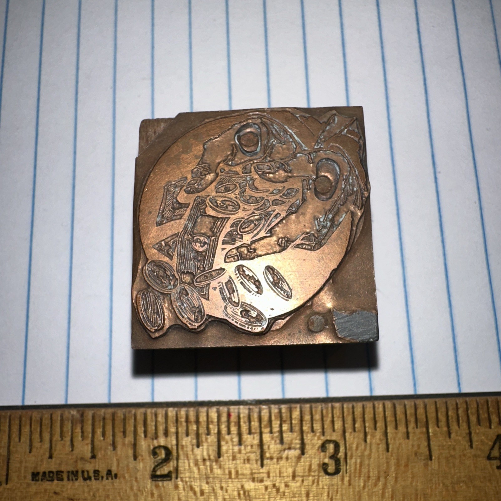 Print Block “ 2 Hands Holding Money “ Copper Face Block