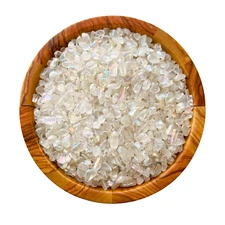 Angel Aura Quartz Tumbled Gemstone Chips, Mini Stones 3-8mm, Wholesale Bulk