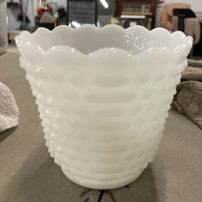 Vintage Fire King Hobnail Ladder White Milk Glass Planter 4 1/2 in.
