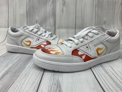 VANS Lowland White Flame Sneakers Skate Shoes VN0A4TZY4H4 Mens 9 Women s 10.5