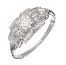 Art Deco 0.30 Carat Old Euro Cubic Zirconia Women's Fashion Engagement Ring