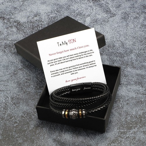 Double Row Bracelet Punk Jewelry Leather Bracelet Gifts for Husband SPB GrandsQS - Picture 3 of 24