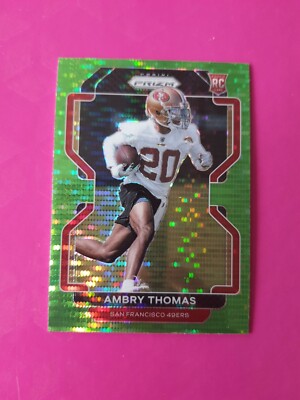2021 Panini Prizm #439 Ambry Thomas RC Rookie- 49ers- Green Pulsar Prizm