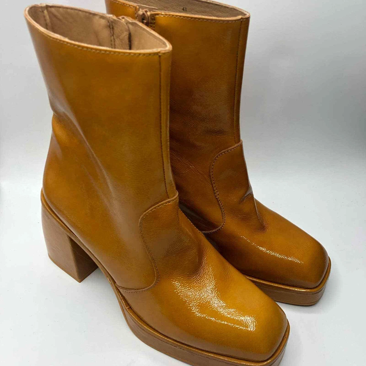 Free People Womens Ruby Shine Ankle Platform Boot Mustard Size EU