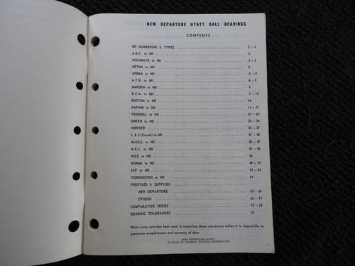 1976 Nuova Partenza Hyatt Cuscinetto a Sfera Interscambio Manuale Ingegneria GM Detroit - Foto 2 di 6