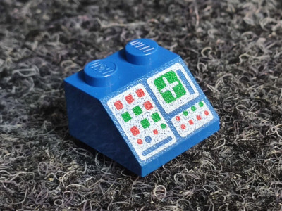Lego 1 x 3039p34 bedruckt blau 2 x 2 Computer Panel Schrägstein - Classic Space
